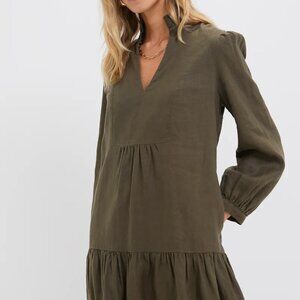 Tuckernuck Olive Green Linen Palmerston Dress